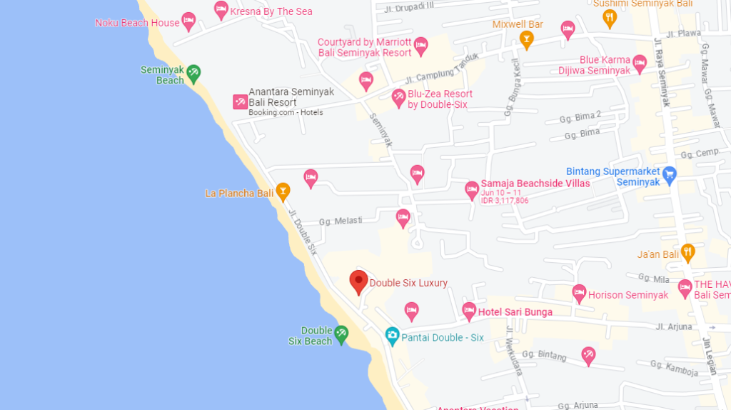 google map double six seminyak